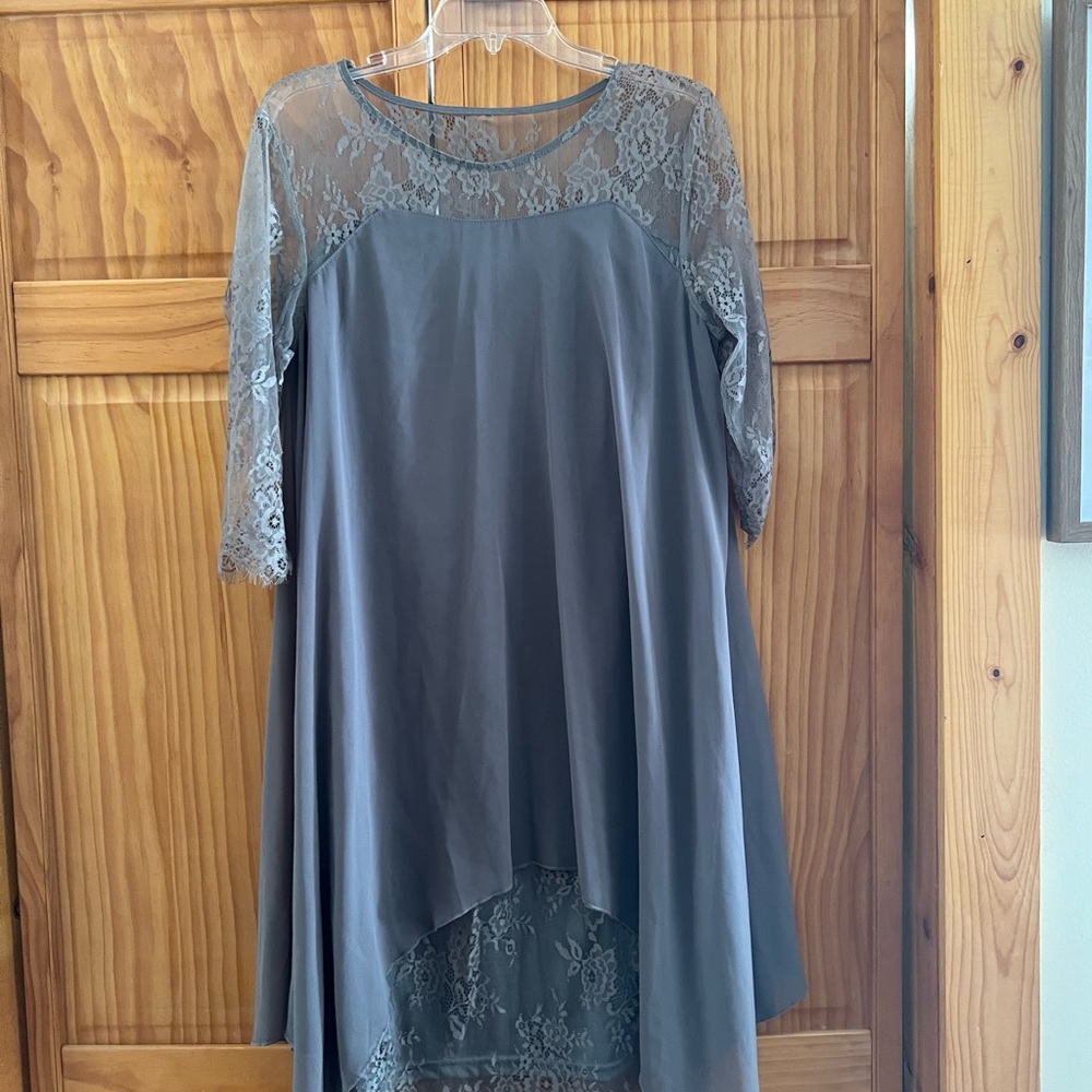 Gray Lace High-Low Women's Dress